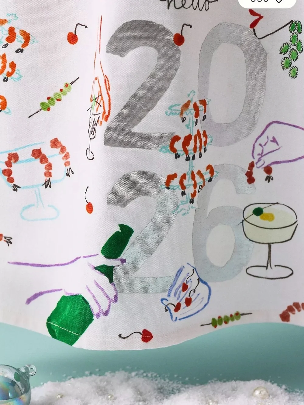 Anthropologie Phthalo Ruth Dish Tea Towel Bar Hello 2026 Drinks Celebration NEW
